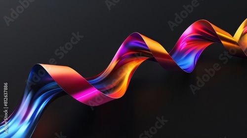 This image features a graceful ribbon of light twisting in space  showcasing a spectrum of colors on a dark background
