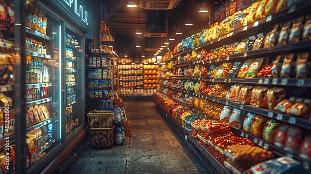 Naklejka premium grocery shopping in supermarket