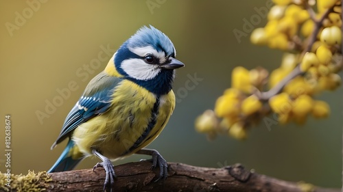 close-up of a blue tit bird sitting elegantly, displaying all the subtleties of its vibrant blue plumage