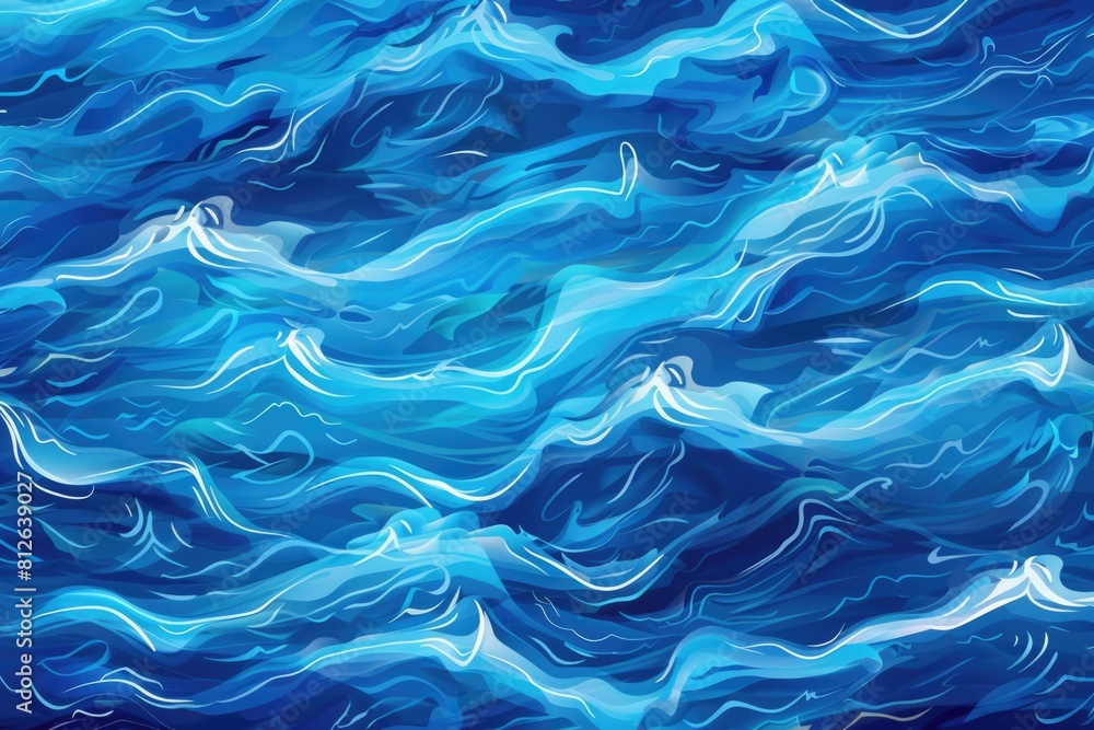 A serene painting of a blue ocean with gentle waves. Ideal for beach-themed designs A serene painting of a blue ocean with gentle waves. Ideal for beach-themed designs
