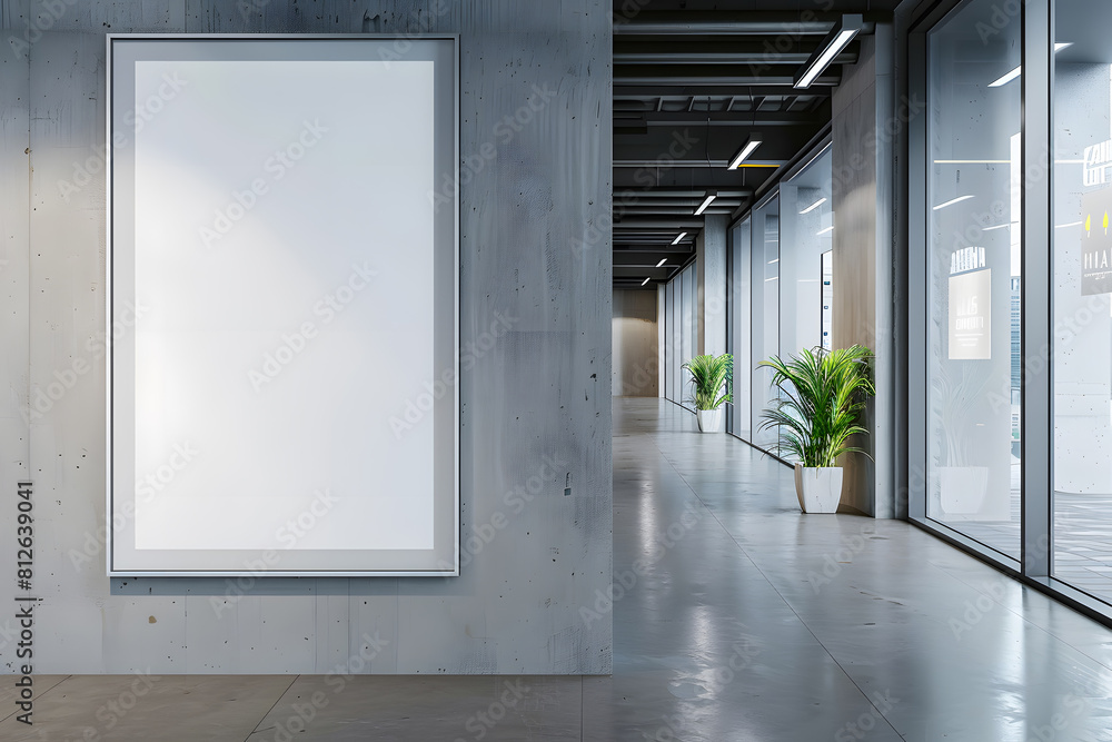 white blank billboard poster indoor Mockup. Generative Ai. white blank billboard poster indoor Mockup. Generative Ai.