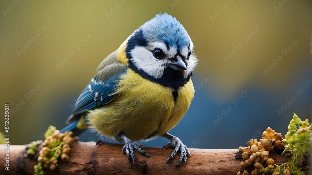 close-up of a blue tit bird sitting elegantly, displaying all the subtleties of its vibrant blue plumage Generative ai close-up of a blue tit bird sitting elegantly, displaying all the subtleties of its vibrant blue plumage Generative ai