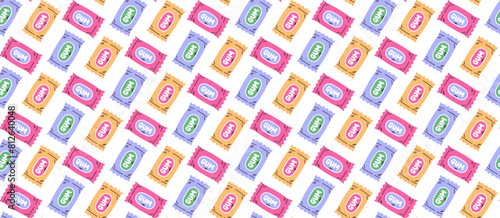 y2k pattern. 90s background. Colorful bubble gums seamless pattern. 