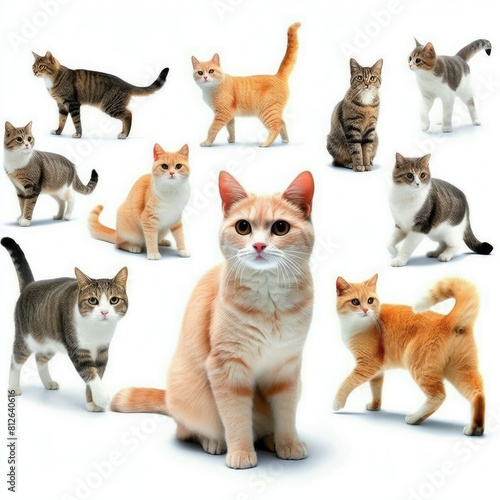 Many cats standing together art realistic attractive used for printing illustrator