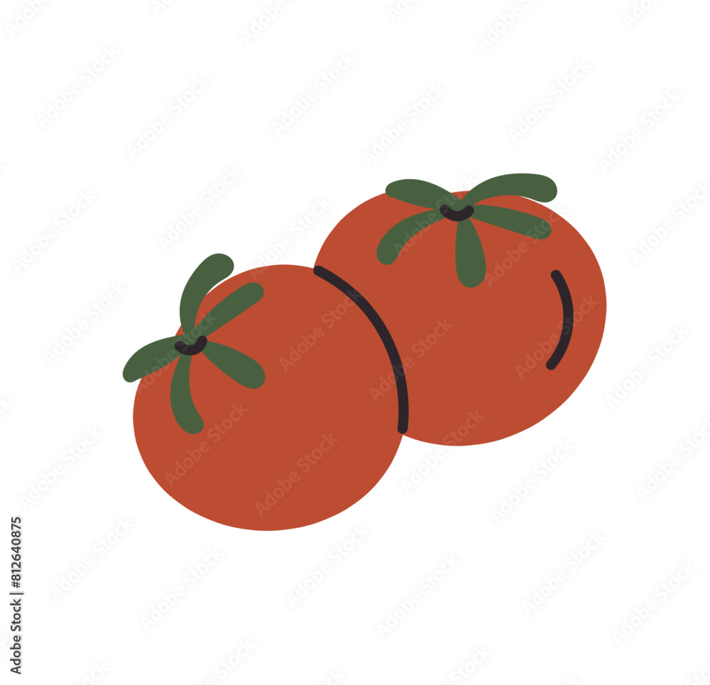 Branch of juicy ripe tomatoes, ripe bunch of tomato, vegetarian organic food, fresh whole tomato vegetables, healthy nutrition food, natural source of vitamins isolated flat vector illustration. Branch of juicy ripe tomatoes, ripe bunch of tomato, vegetarian organic food, fresh whole tomato vegetables, healthy nutrition food, natural source of vitamins isolated flat vector illustration.