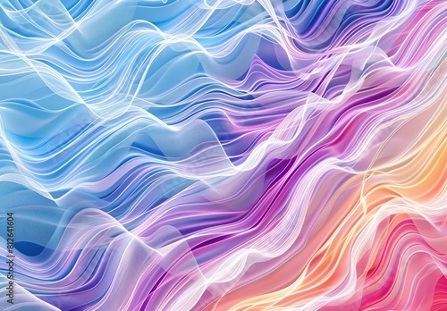 A dynamic background with multicolored wavy lines flowing across the image, symbolizing movement and energy