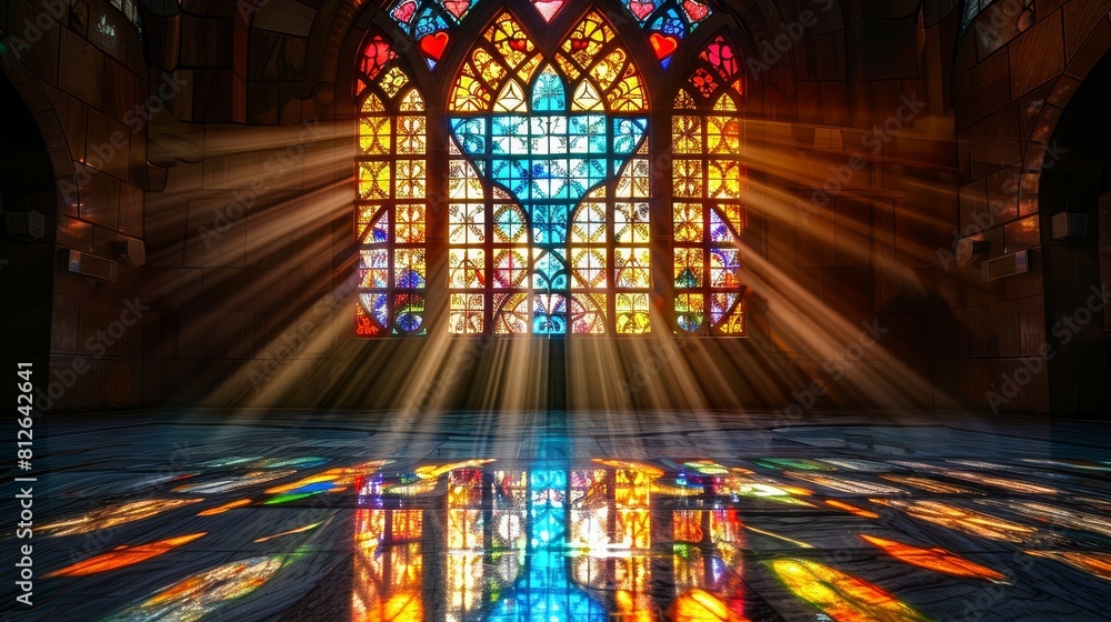 Obraz premium A stained glass window with rays of light streaming through