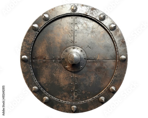 Metal Circle. Medieval Round Shield Isolated 3D Illustration