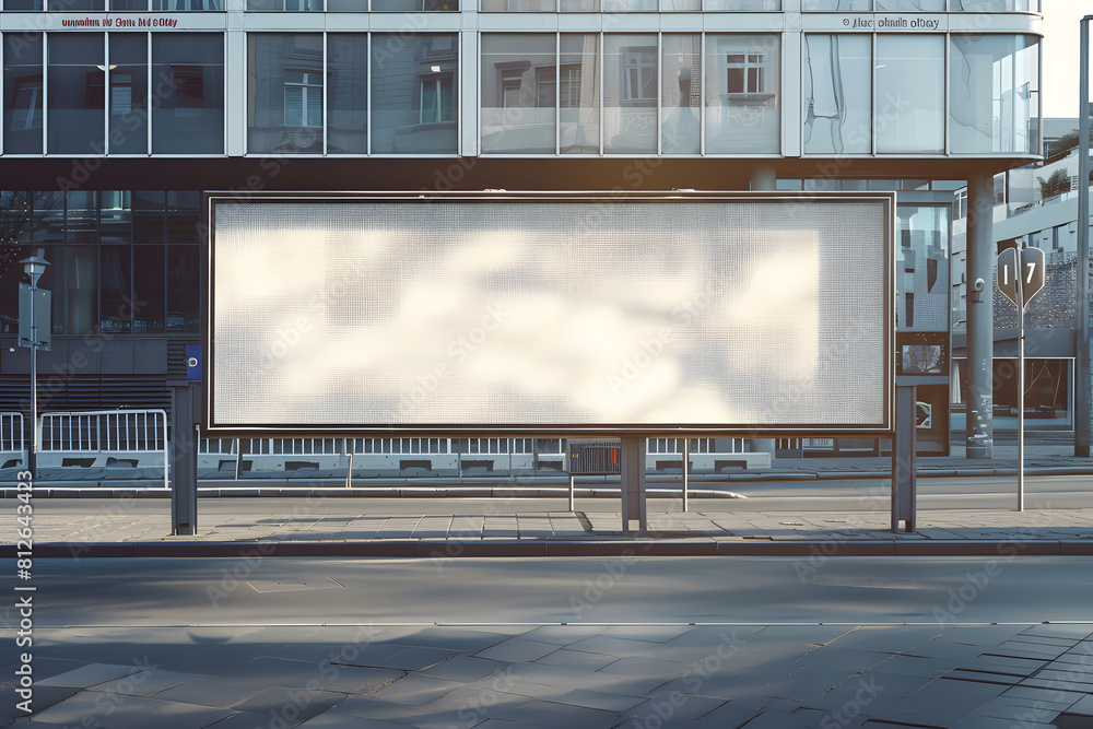 Wide billboard in the street mockup. 3D Rendering of advertisement space. Template of a billboard. Generative Ai. Wide billboard in the street mockup. 3D Rendering of advertisement space. Template of a billboard. Generative Ai.