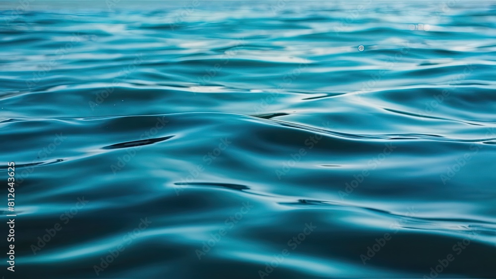 Blue green surface of the ocean with gentle ripples on the surface and light refracting Blue green surface of the ocean with gentle ripples on the surface and light refracting