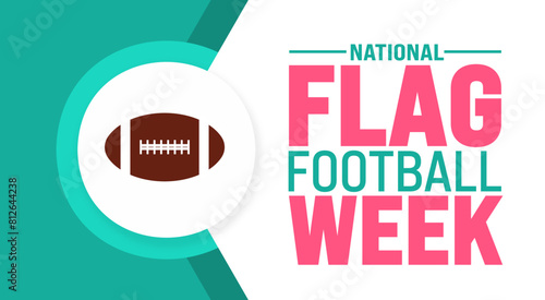 June is National flag football week background template. Holiday concept. use to background, banner, placard, card, and poster design template with text inscription and standard color.