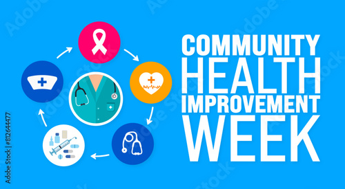 June is Community health improvement week background template. Holiday concept. use to background, banner, placard, card, and poster design template with text inscription and standard color.