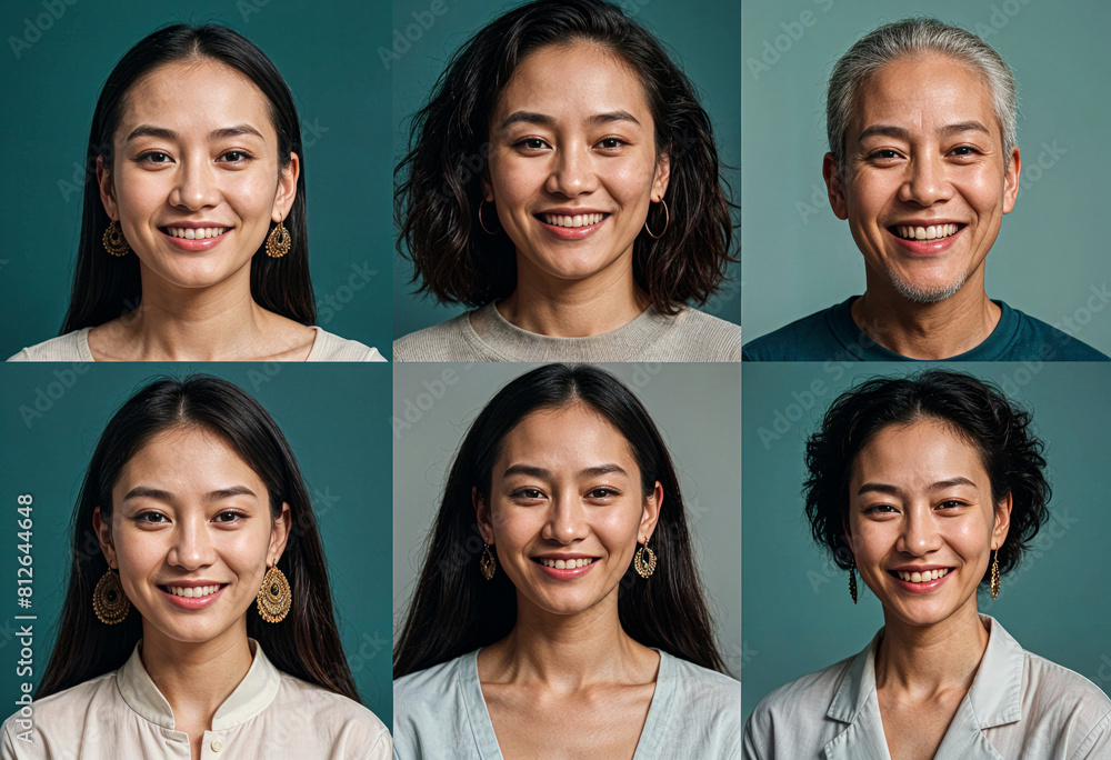 a series of photos showing asian people smiling and happy a series of photos showing asian people smiling and happy