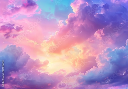 Stunning pastel colors paint the sky in this breathtaking image of clouds during sunset, evoking serenity and wonder