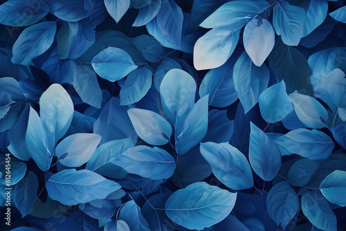 blue Leaves Background   Autumnal Beauty Design   Fall Foliage  Nature  Vibrant blue  Seasonal Aesthetic  Natural Patterns 