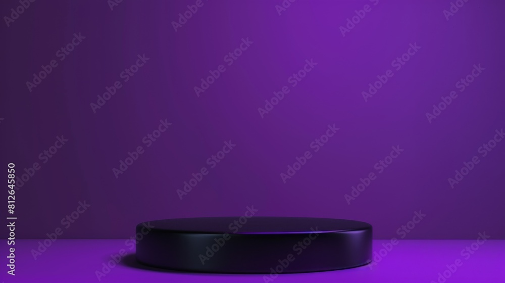 Black Round Object on Purple Background Black Round Object on Purple Background