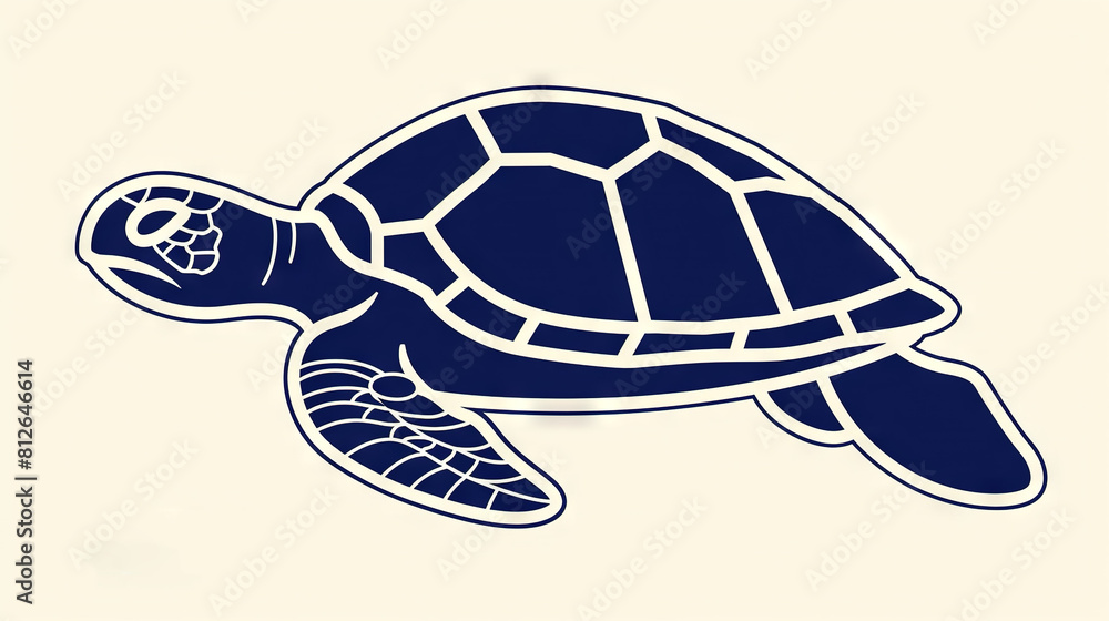 Fototapeta premium A sea turtle sticker with 'Missing Online' on its back and 'Missing Online' on its front