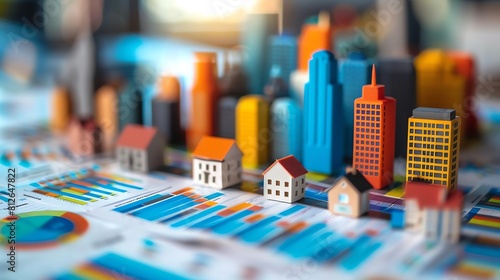 Wallpaper Mural 3D graphs and charts that visualize the financial implications of buying versus renting over time, including factors like mortgage payments, rent costs,  Torontodigital.ca