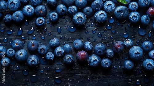   Blueberries on a Rain-Covered Table