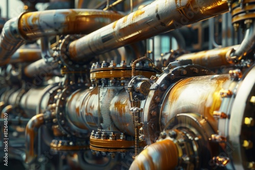 Three dimensional render of heavy industrial pipeline photo