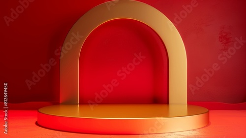 Golden Arch on Red Background