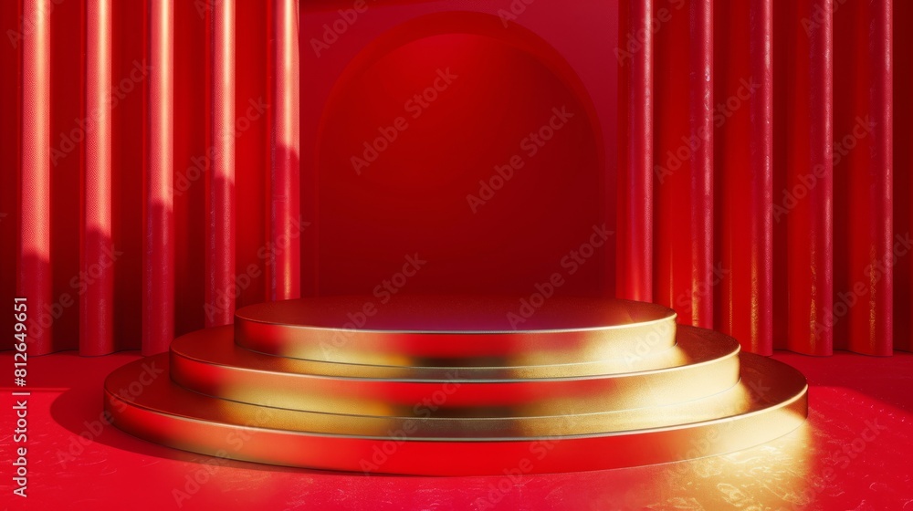 Elegant Podium in Front of Red Curtain Elegant Podium in Front of Red Curtain