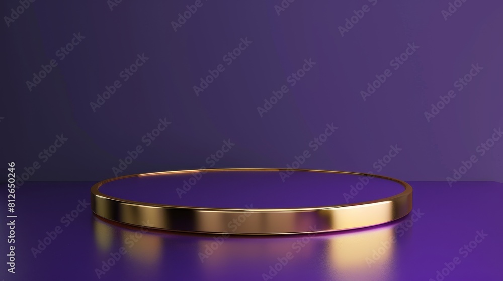 Elegant Gold Plate on Purple Background Elegant Gold Plate on Purple Background