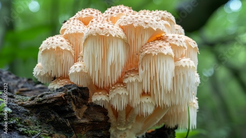 Hericium erinaceus, also known as lion's mane mushroom, is a large, toothed mushroom found in North America, Europe, and Asia.