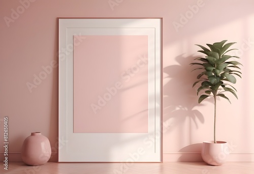 Mockup interior designs for advertising and social media compaigns with lavish frames and other luxrious elements at front of wall