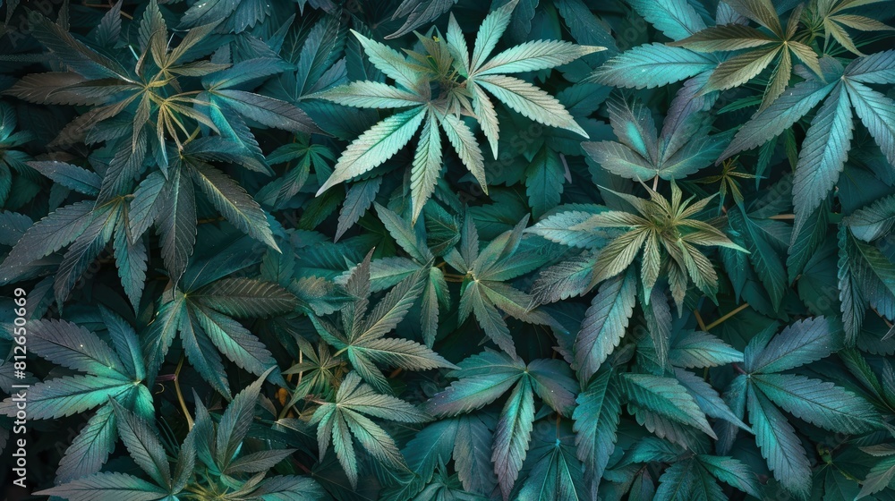 Beautiful backdrop featuring images of marijuana or hemp leaves and branches utilized for medicinal reasons Beautiful backdrop featuring images of marijuana or hemp leaves and branches utilized for medicinal reasons