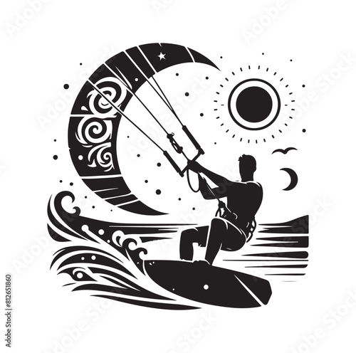 kitesurfing silhouette illustration icon