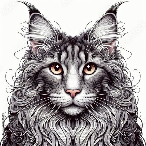 A cat with long hair image art attractive has illustrative meaning illustrator.