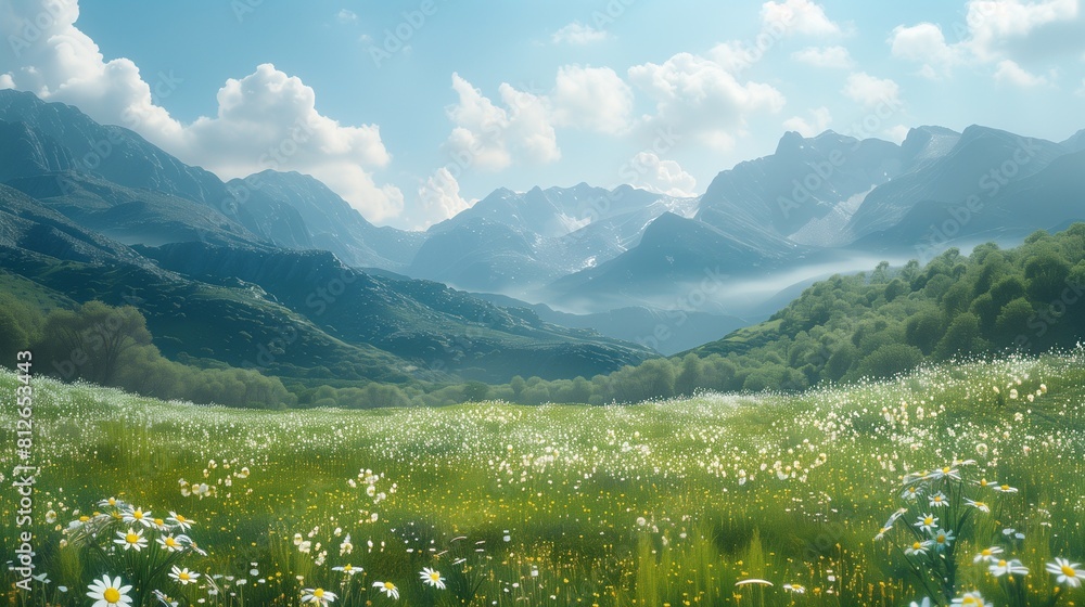 自然 山 青空 雄大 山岳 ファンタジー 湖 風景, generative ai