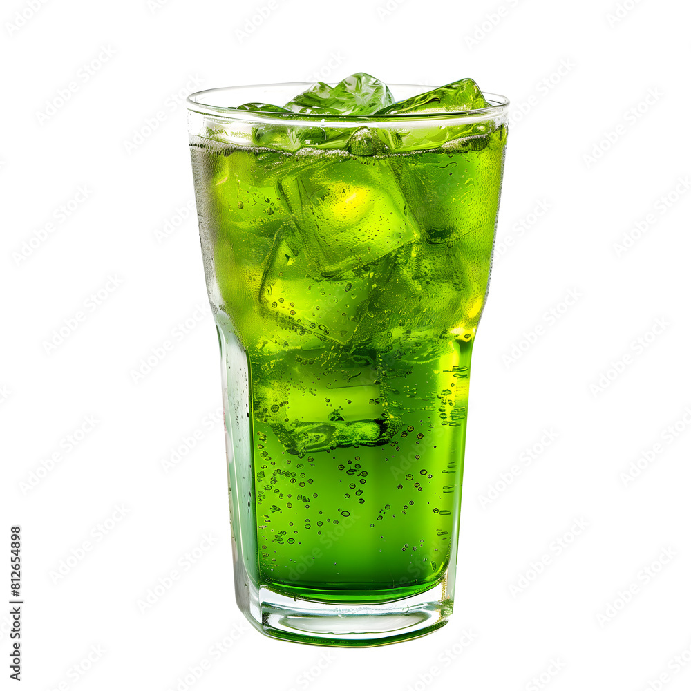 Green soft drink isolated on transparent background Generative Ai. Green soft drink isolated on transparent background Generative Ai.