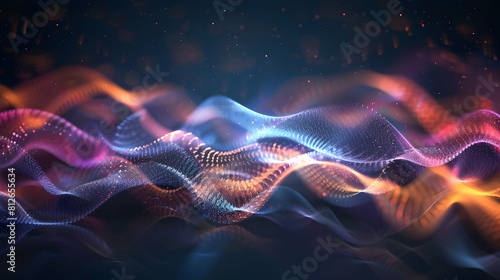 Abstract waves of colorful light on a dark background