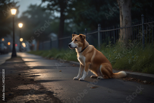 stray dog finding solace and companionship on the roadside