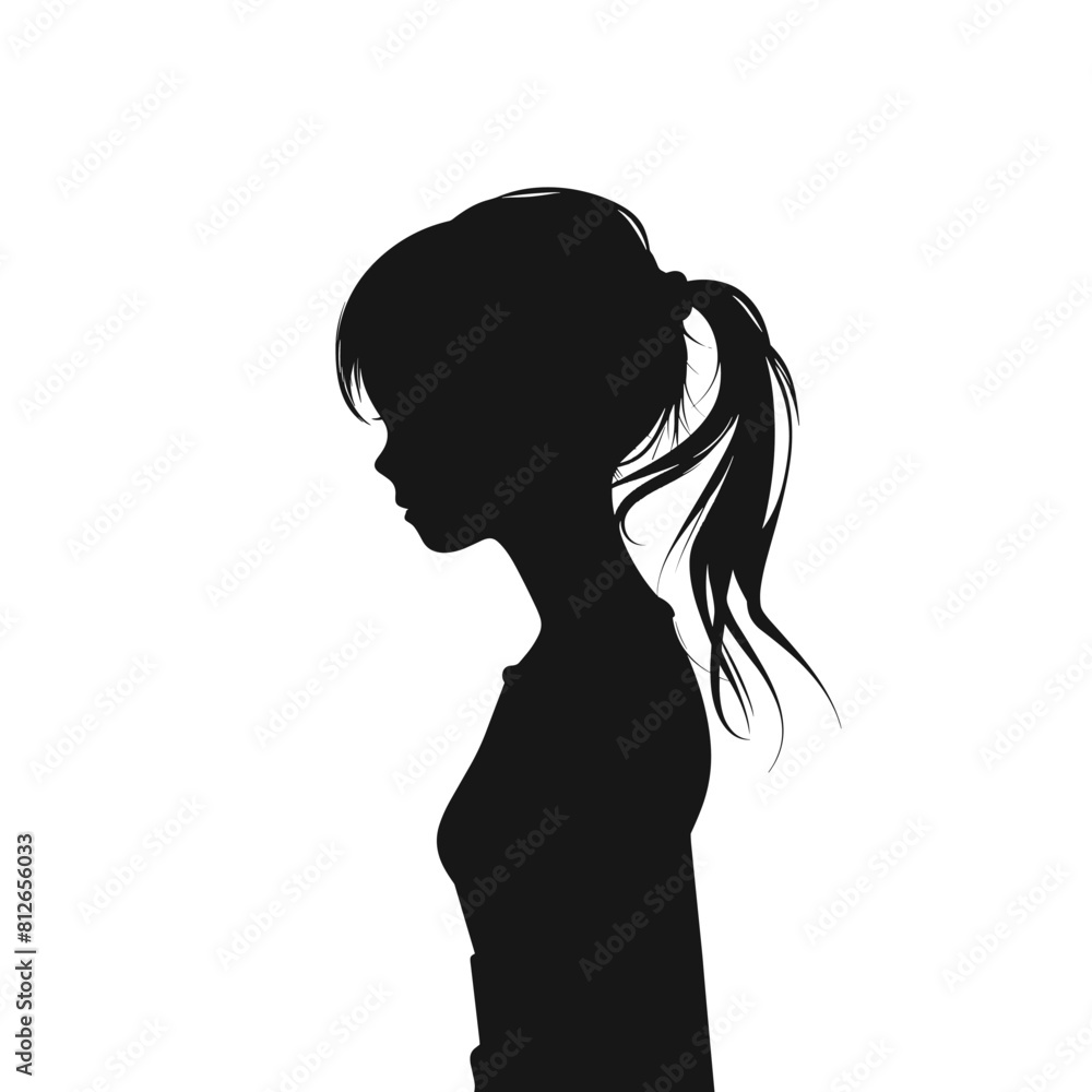 A girl avatar icon black vector silhouettes isolated on white background A girl avatar icon black vector silhouettes isolated on white background