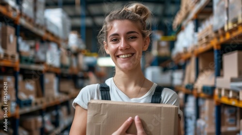 Smiling Worker in Warehouse Setting
