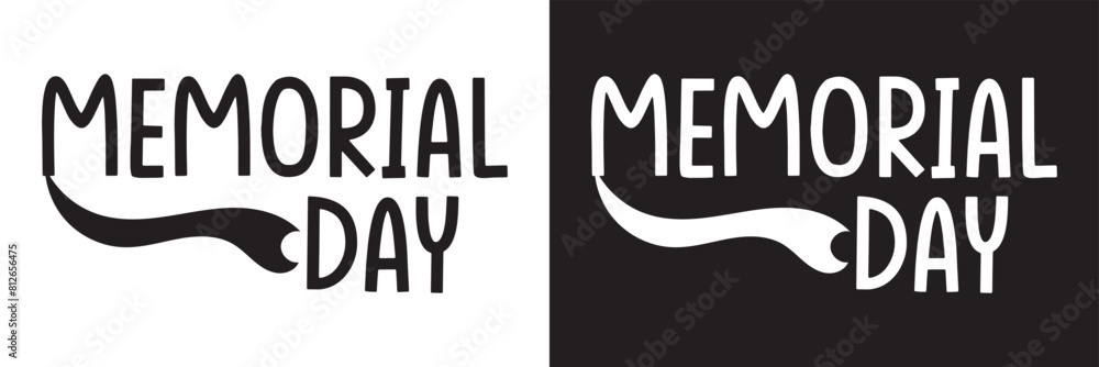 Fototapeta premium Memorial Day text. Hand drawn vector art. isolated on white and black background. pentagram logo. EPS 10