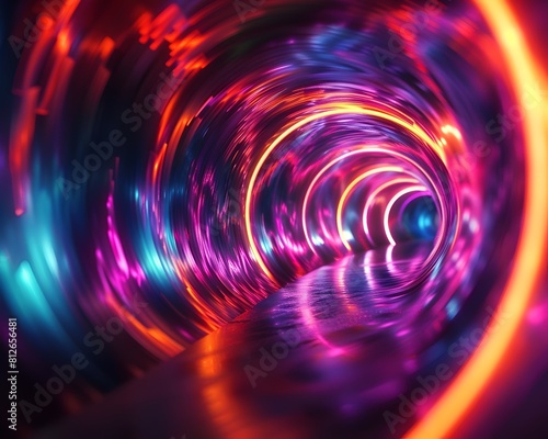 Mesmerizing Neon Vortex Captivating Abstract Background with Hypnotic Swirling Shapes and Vibrant Luminous Hues