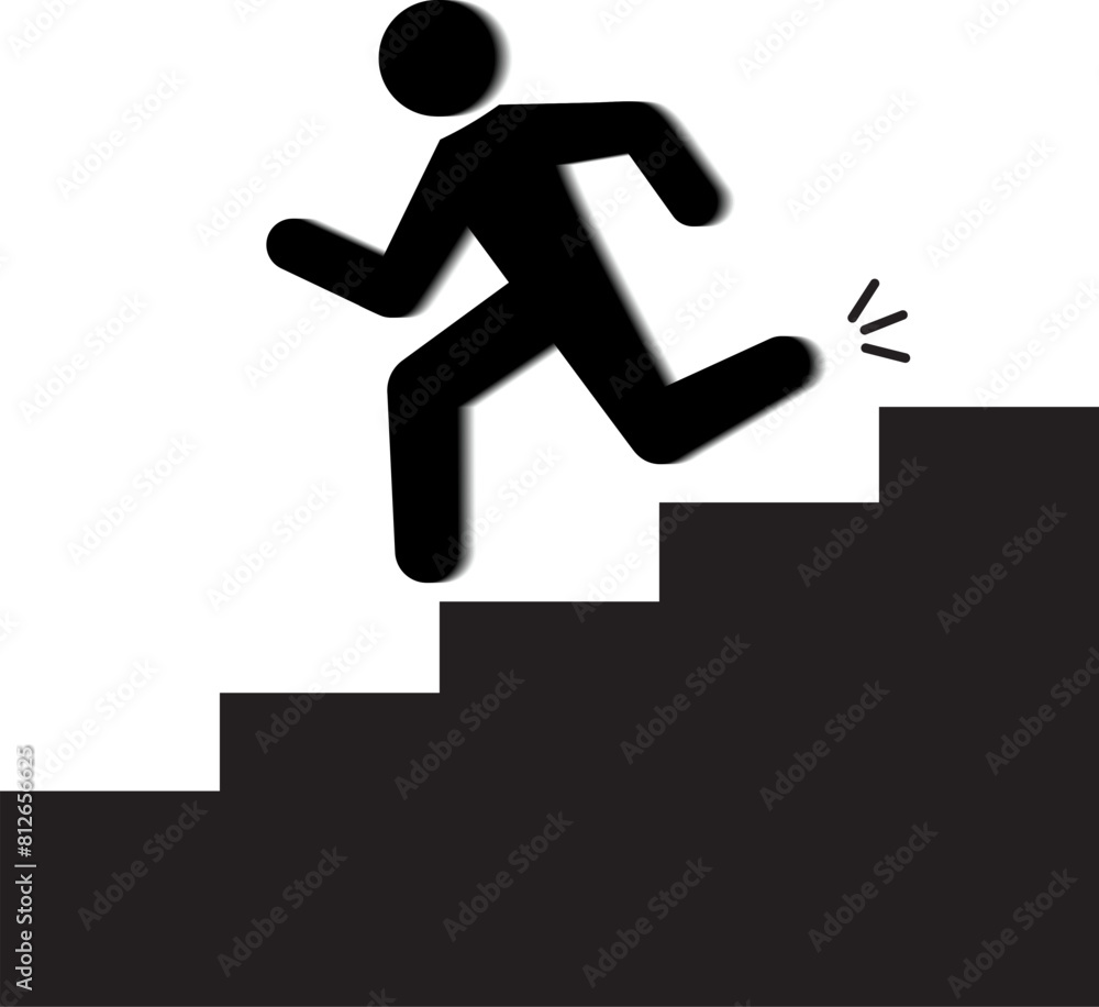 People running down stairs pictogram People running down stairs pictogram