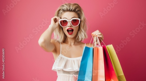 Excited Shopper with Colorful Bags