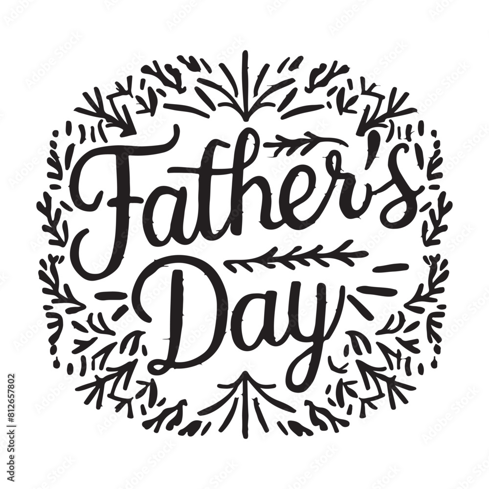 Obraz premium Happy Father's Day. Lettering with floral ornament sign symbols
