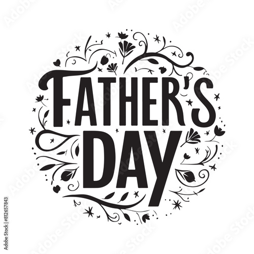Happy Father's Day. Lettering with floral ornament sign symbols photo