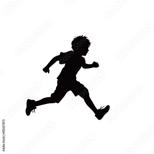 A kid does a relay race silhouette design isolated on white background. Kid vector silhouette on white background.
