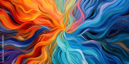 Abstract marbled acrylic paint ink painted waves painting texture colorful background banner - Bold colors, color swirls waves 