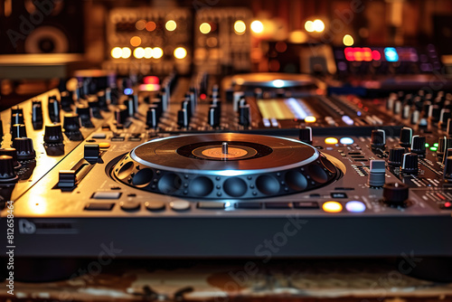 brown DJ Background | Music Mixing Design | Vibrant brown, DJ Equipment, Turntables, Dance Beats, Musical Ambiance 