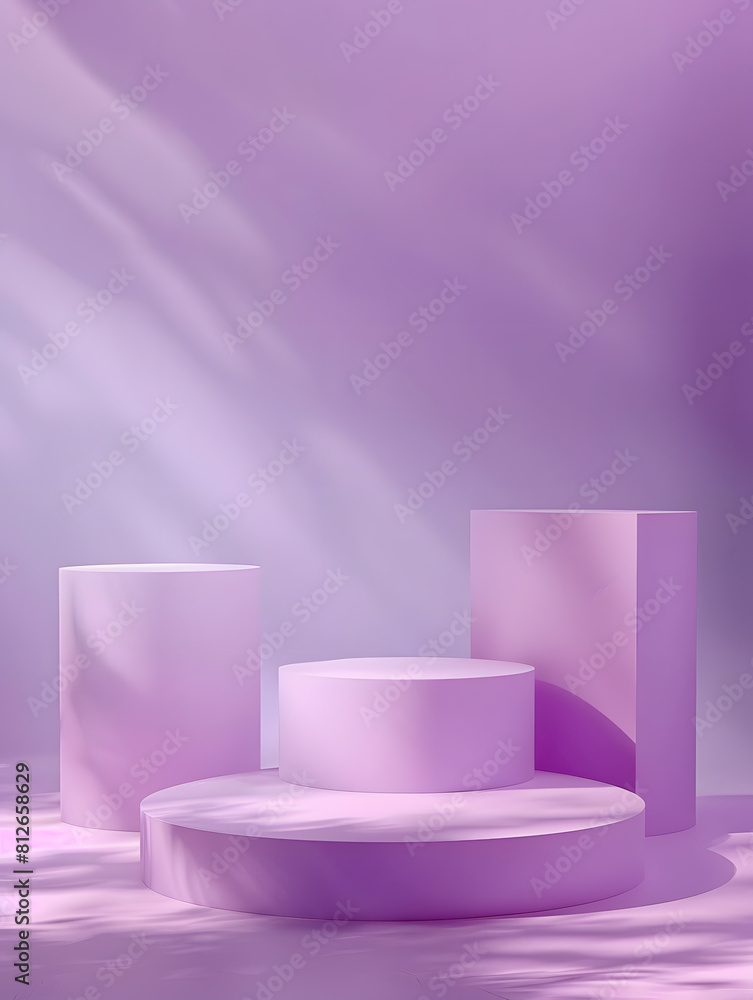 Realistic purple 3D hexagon stand or podium set with round curve shape layers background. Pastel minimal scene for products stage showcase. Generative Ai. Realistic purple 3D hexagon stand or podium set with round curve shape layers background. Pastel minimal scene for products stage showcase. Generative Ai.