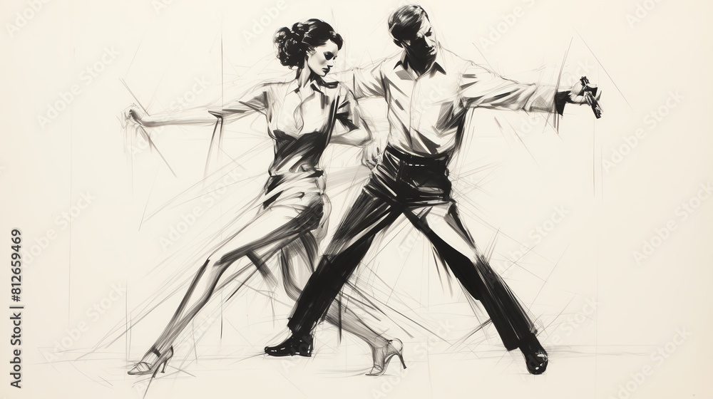 Fototapeta premium A series of quick sketches capturing the rhythmic movements of dancers or musicians