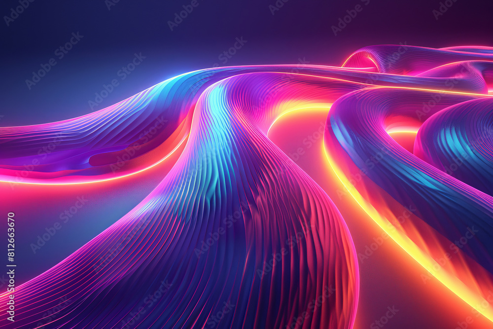 A stunning visual of flowing neon light ribbons in vibrant colors, creating an immersive abstract digital artwork. A stunning visual of flowing neon light ribbons in vibrant colors, creating an immersive abstract digital artwork.